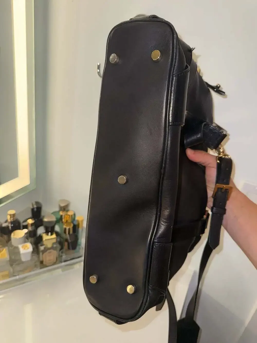 Nanette Lepore Black Leather and Leopard Print Satchel Tote Bag